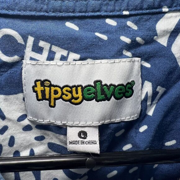 Tipsy Elves x The Chive On Short Sleeve Button Up Shirt Men Size L Large Hawiian - Picture 4 of 7